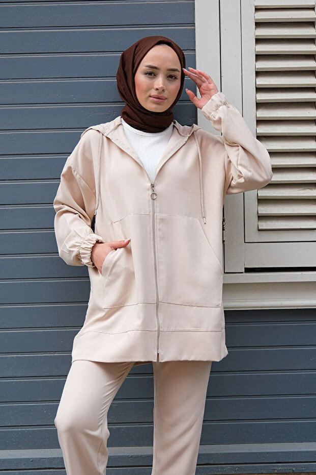 Women's Hooded Zippered Double Set