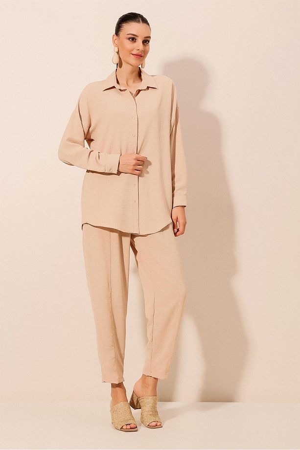 6593 Oversize İkili Takım - Bej - 3