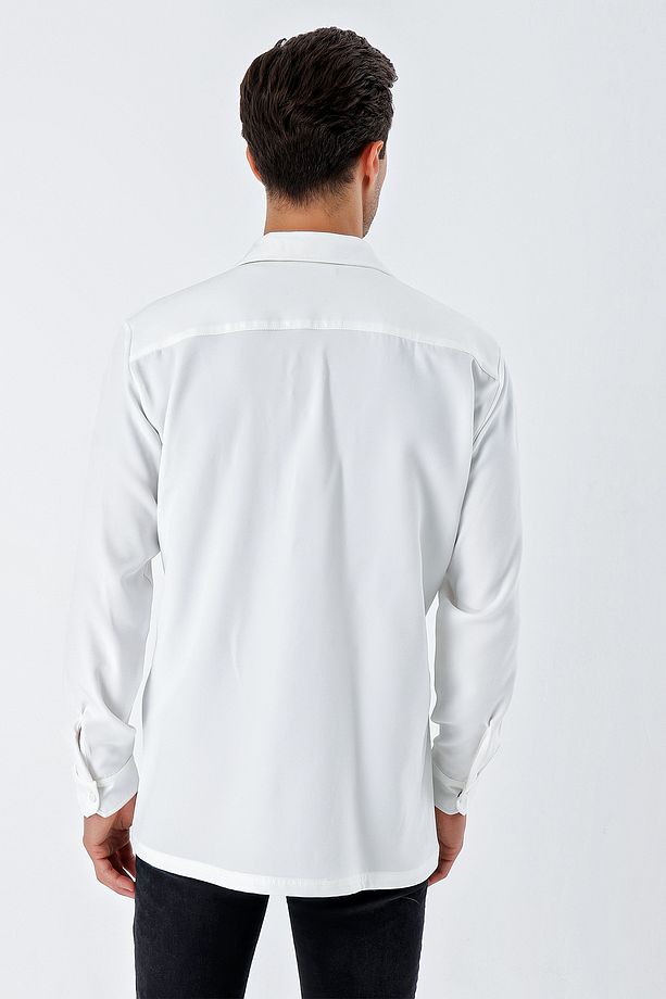 20193 Oversize Erkek Gömlek - Beyaz - 7