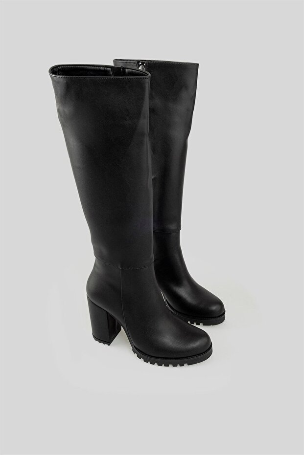 Platform Topuklu Çizme Siyah - 5