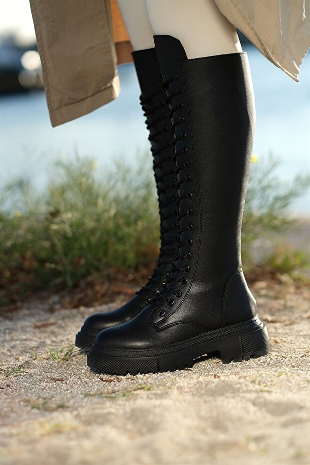 Kalın Tabanlı Çizme Siyah - 2