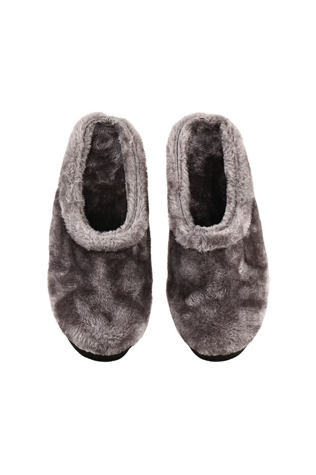 Women's Gray Inside and Outside Plush Comfortable Sole Out and Home Slippers