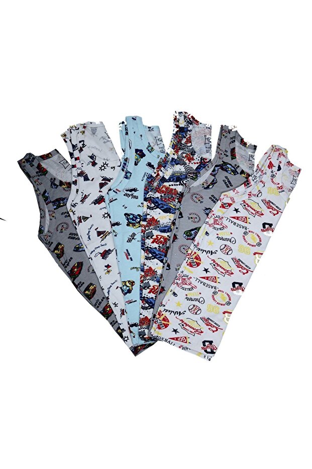 قميص داخلي مطبوع من الإيلاستين للأولاد من Tutku (6 قطع) - 1