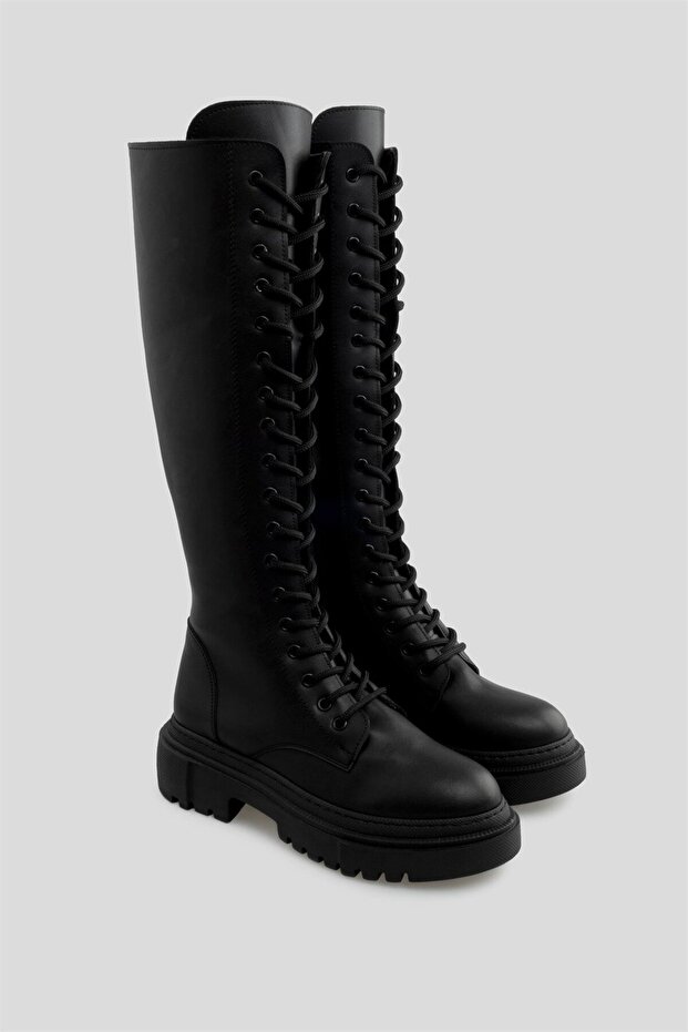 Kalın Tabanlı Çizme Siyah - 4