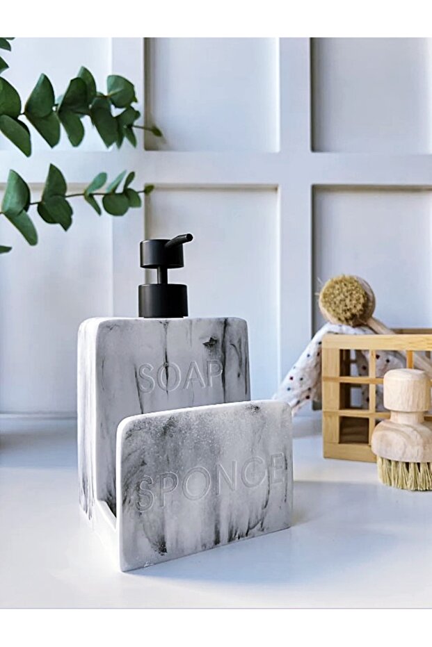 Marble Patterned Soap and Sponge Set - Soap/Spongle - 3