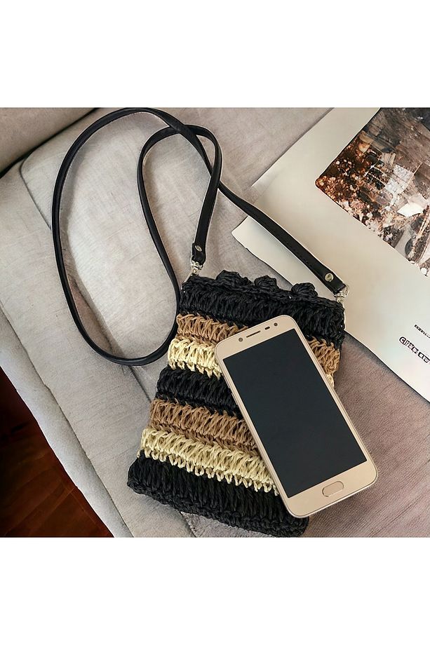 Hasır örgü Kağıtip Telefon Çantası /Mini Çanta - 1