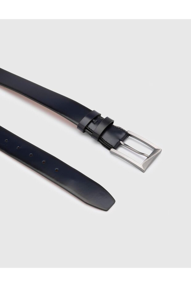 Novak Men's Belt Navy Blue Genuine Opening Leather