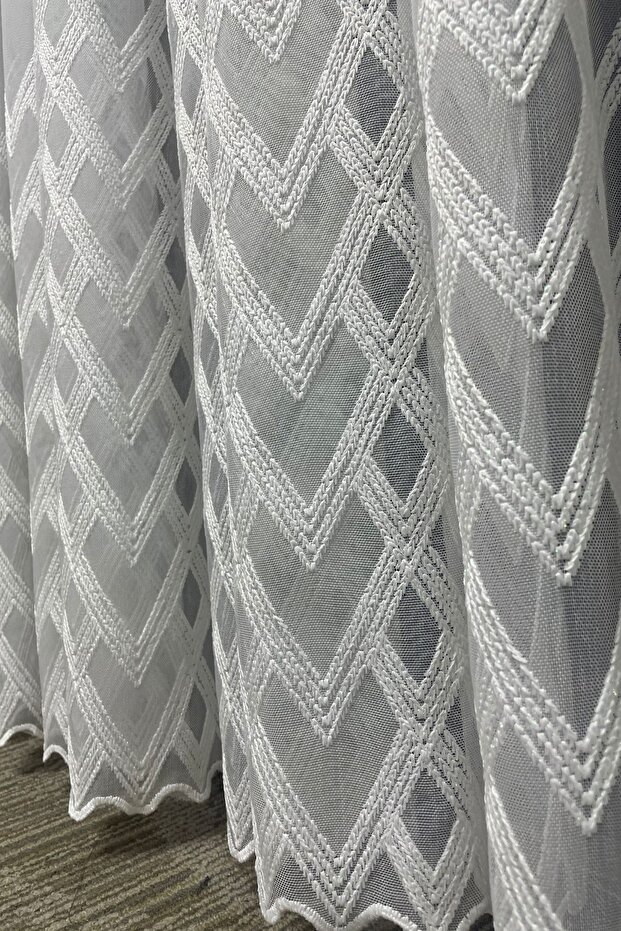 Monaco Zigzag Patterned Tulle Curtain (Without Pleat) - 4