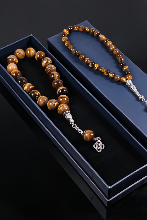 17' and 33' Tiger Eye Natural Stone Prayer Beads Set