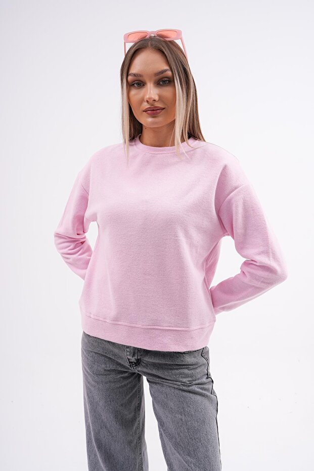 Kadın Bisiklet Yaka Selanik Örme Sweatshirt 255010 - - 2