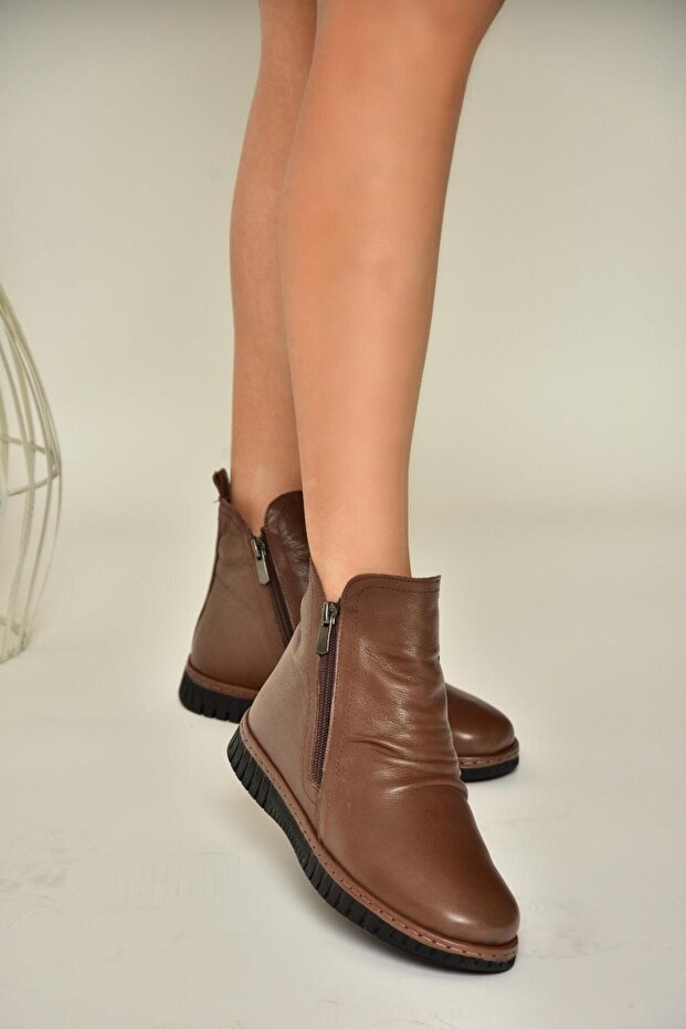 T 555366303 Brown Genuine Leather Comfort Orthopedic Sole Women's Boots