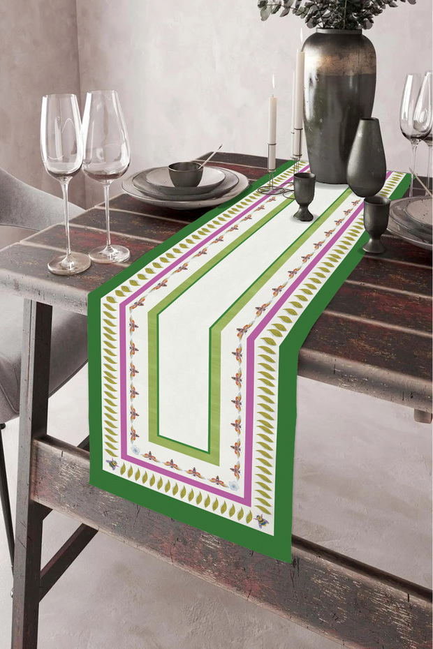 40X140Cm Decorative Thai Feather Tablecloth - Stain Printed, Non-Slip Washable Runner