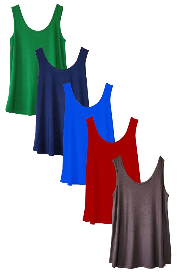 5 Pieces A-Line Comfortable Fit Basic Thick Strap Athlete T-Shirt