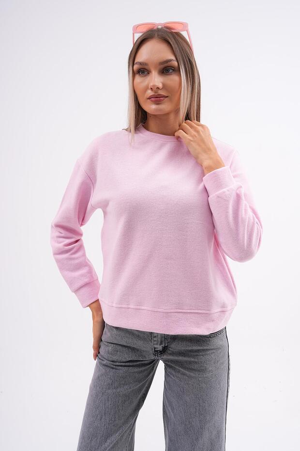 Kadın Bisiklet Yaka Selanik Örme Sweatshirt 255010 - - 3