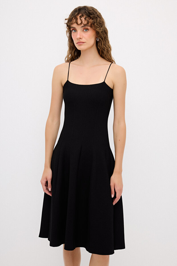 Askılı Triko Elbise - 1