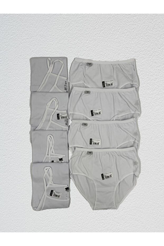 Women's Ribbed Rope Strap Tank Top & High Waist Lycra Bato 4-Piece Set White