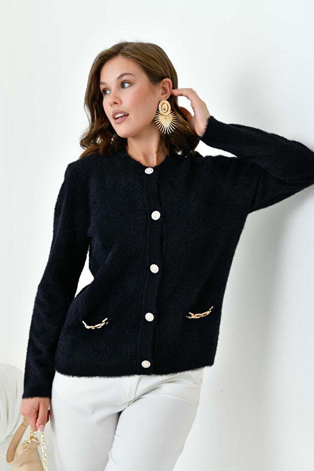 Women's Accessory Detailed Cardigan Black 20749