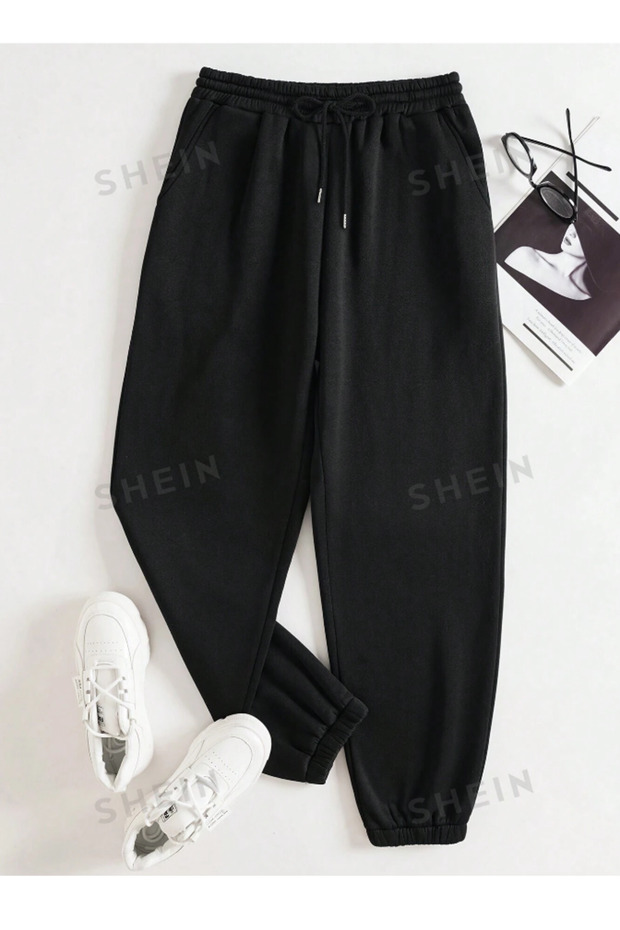 Black Oversize Elastic Leg Sweatpants