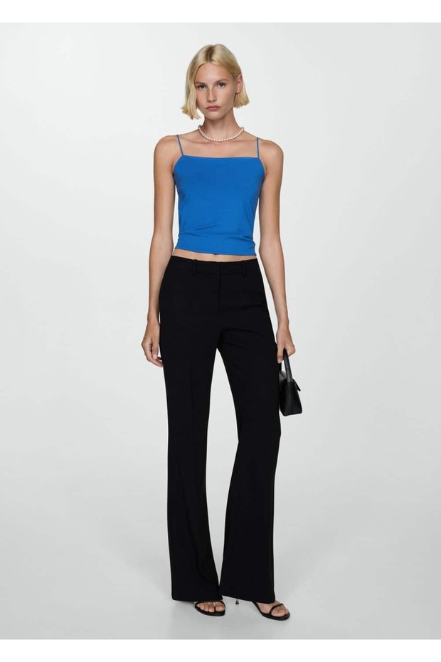 Düz yaka askılı bluz - 2