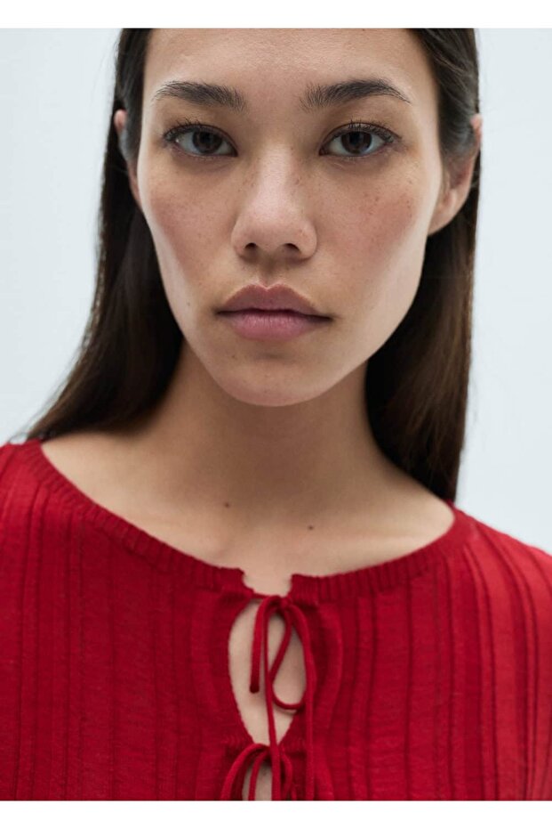 Bağ Detaylı Triko Hırka - 7