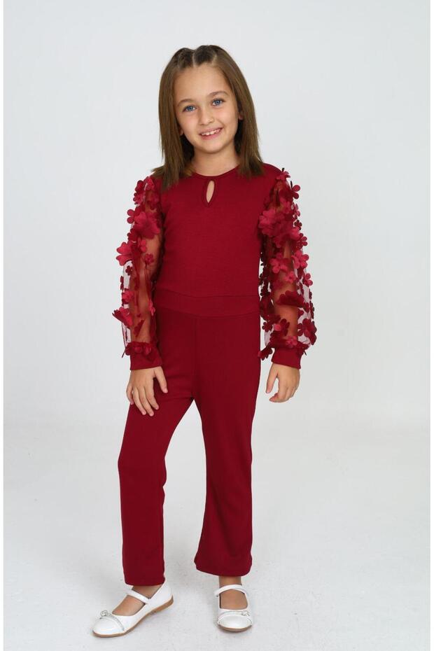 Stylish Jumpsuit Night and Party Outfit with Tulle Sleeve Detail