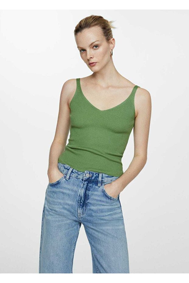 V yaka triko bluz - 1