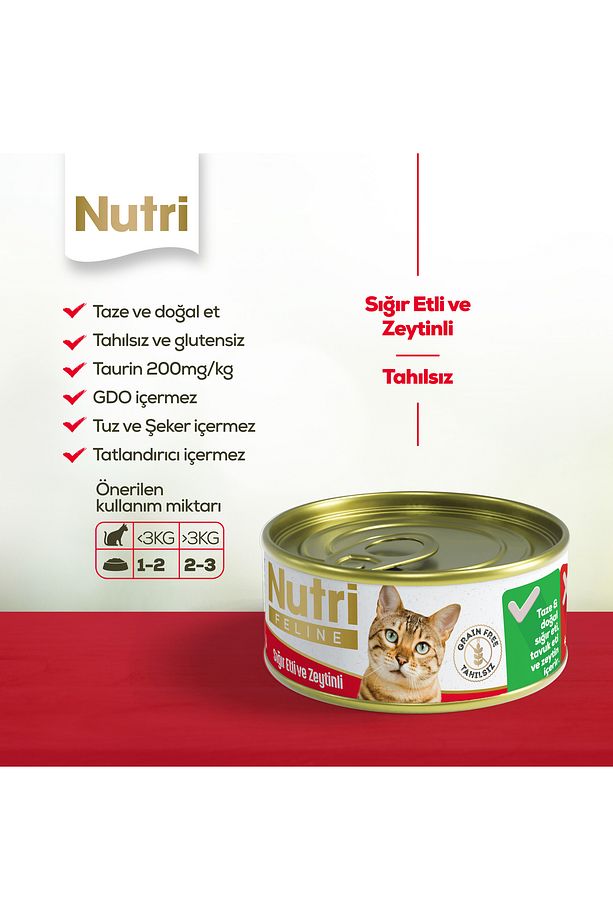 Sığırlı Ve Zeytinli Yetişkin Kedi Yaş Maması 85 gr - 1