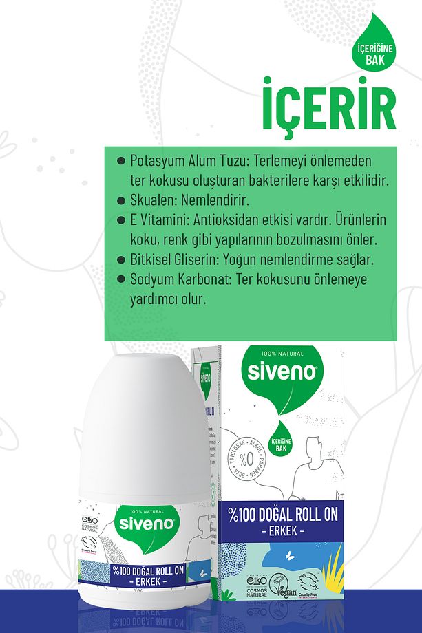 %100 Doğal Roll-on Erkek Deodorant Ter Kokusu Önleyici Leke Bırakmayan Vegan 50 ml X 3 Adet - 6