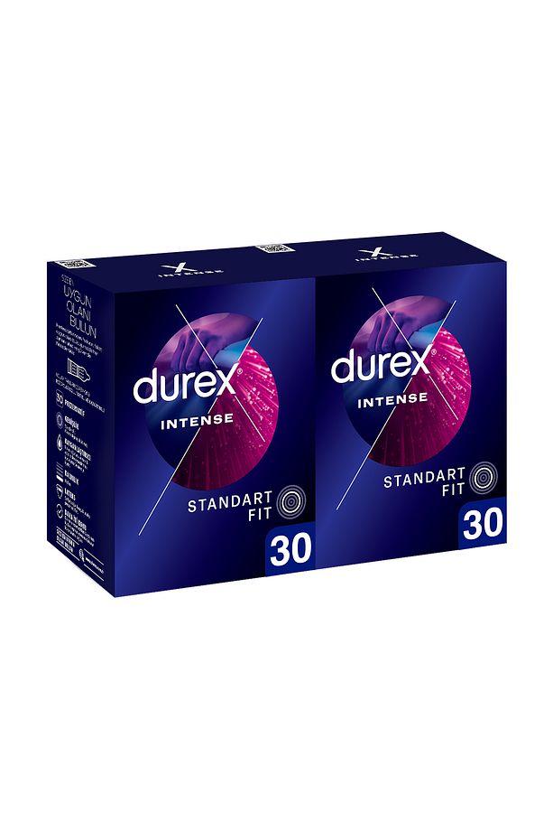 Intense Uyarıcı Jelli ve Tırtıklı Prezervatif 30'lu X 2 Adet (60 Adet) - 1