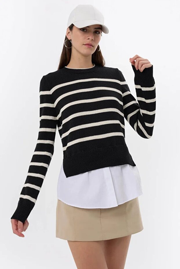 Çizgili Örme Kazak - 2