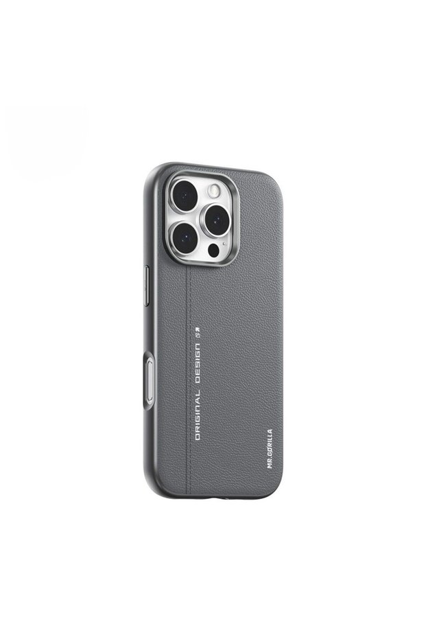 iPhone 16 Magsafe Compatible Premium Leather Gray Leather Phone Case