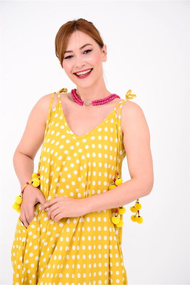 Puantiyeli Patchwork Otantik Şalvar Tulum - 2