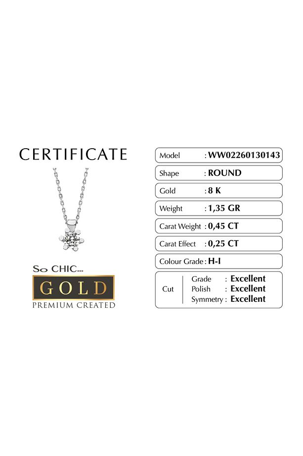 Beyaz Altın Sertifikalı Premium Created Taşlı Tektaş Kolye - 3