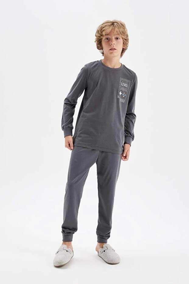 D2841 Model Printed Long Sleeve Pajamas Set - 2