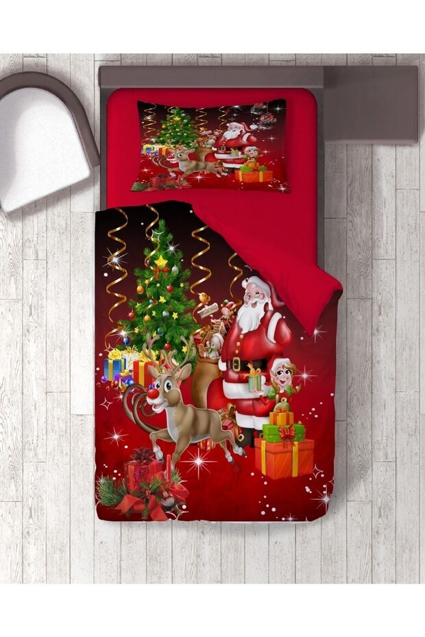 Gift Duvet Cover New Year's Eve Santa Claus Pattern Printed Single Duvet Cover Set Without Sheets