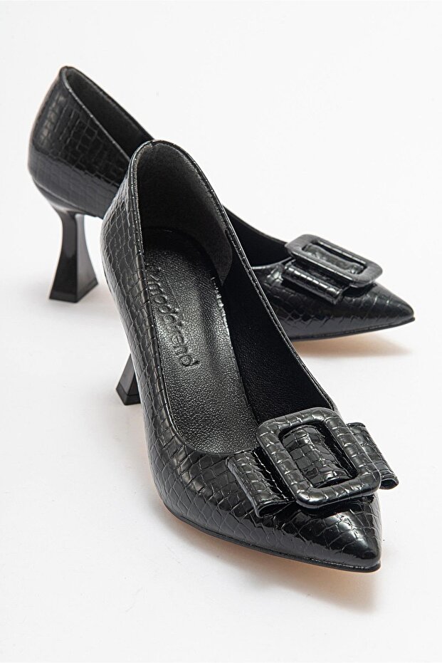 Women's Buckle Stiletto BLACK CROCO