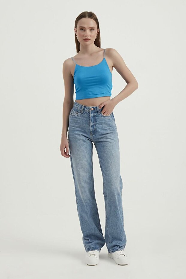 Askılı Crop Basic Kısa Bluz - 1