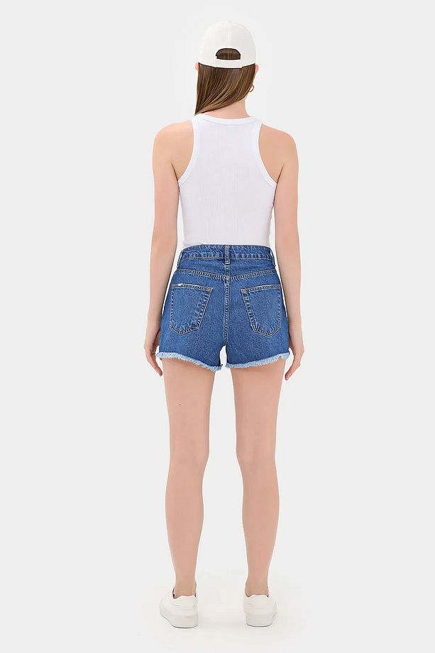 Yüksek Bel  Denim Şort - 4
