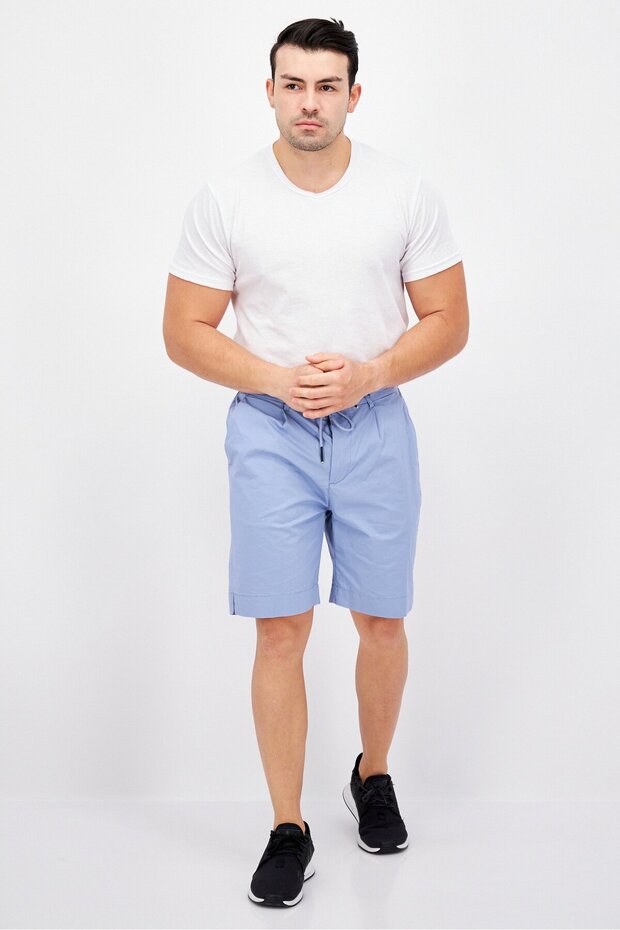 شورت رجالي سادة، أزرق فولاذي - 2
