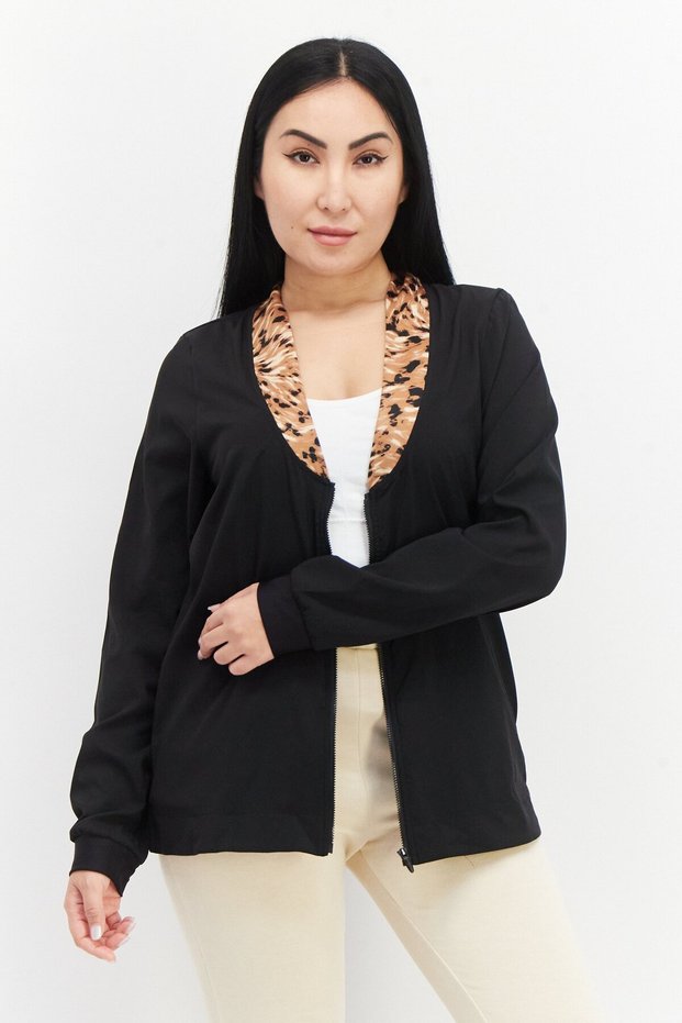 Women Sportswear Fit Long Sleeve Outdoor Jacket, Black