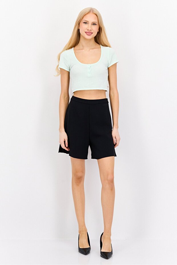 شورت نسائي سادة أساسي، أسود - 2