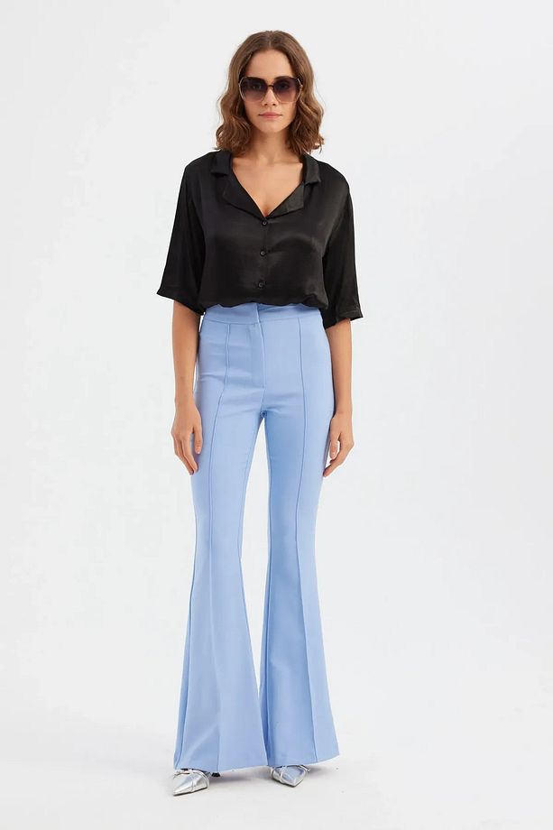 Ön Dikişli Yüksek Bel Oversize Pantolon - 1