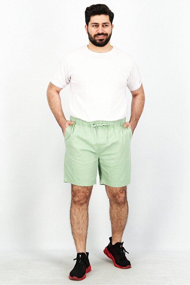 شورت رجالي سادة برباط، لون أخضر طحلب - 3