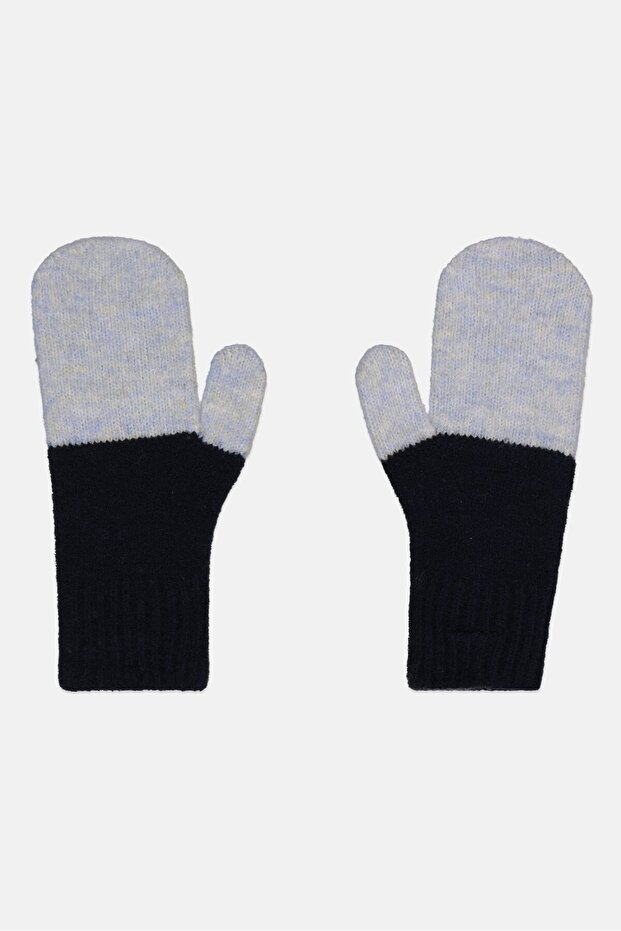 Men Two-Tone Knitted Gloves, Navy