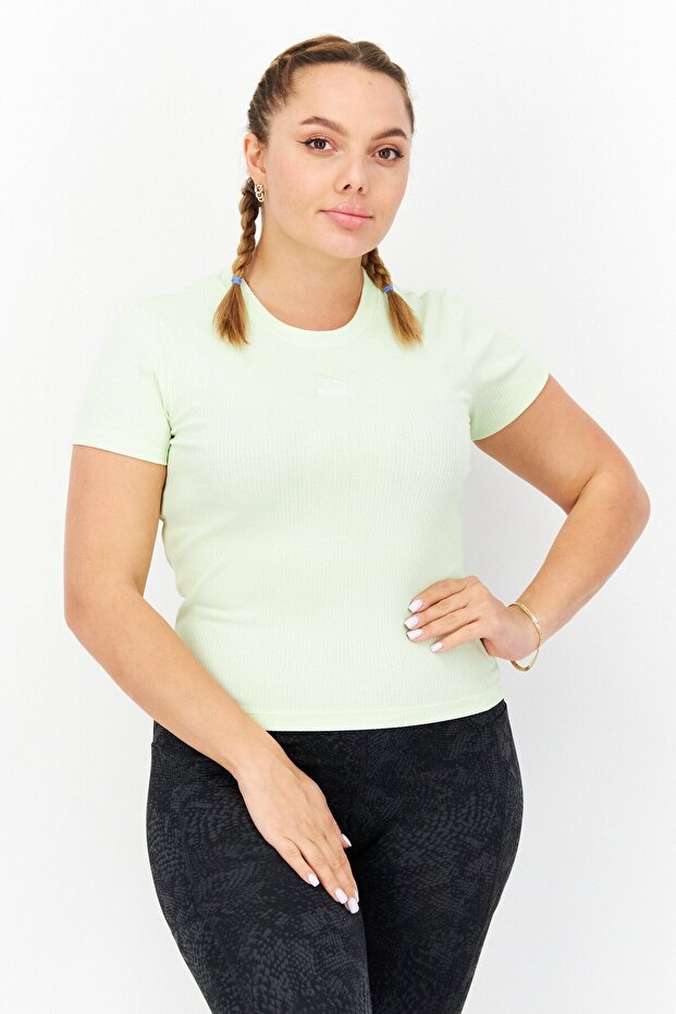 Women Sportswear Fit Short Sleeves Training Top, Mint Green
