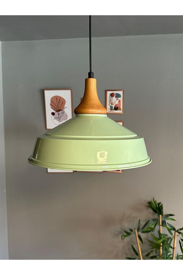 Mint Ahşap Ters Mantar Kafa Tekli Avize Retro Sarkıt Ofis Showroom Salon Mutfak Avizeleri - 3