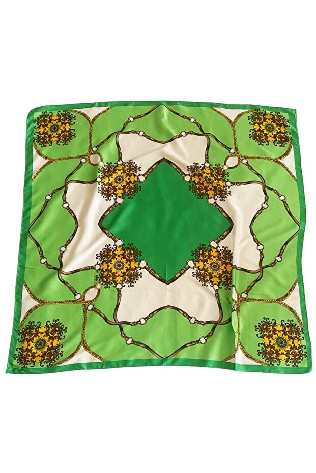 وشاح أخضر فستقي من الساتان الأصلي - 90x90