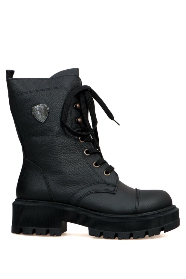 Commes Genuine Leather Black Outdoor Women's Boots