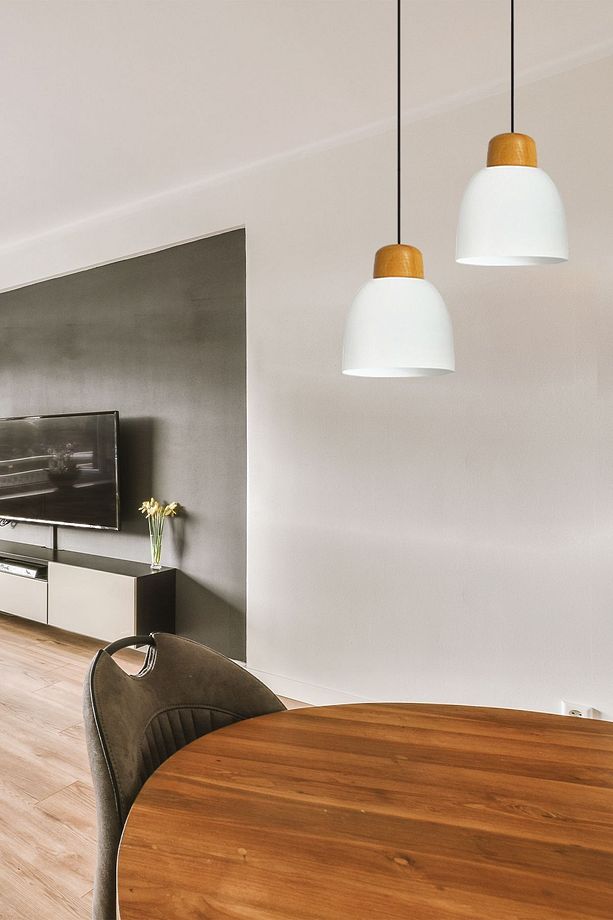 Deep Beyaz Geniş Ahşap Başlık Tekli Avize Sarkıt Salon Mutfak Butik Lamba Aydınlatma Avizeler - 3