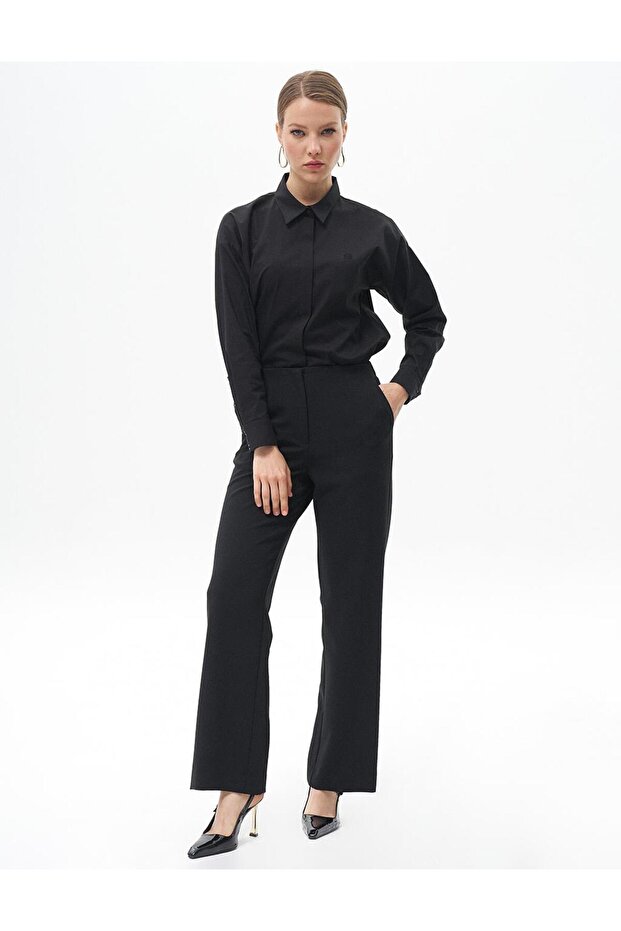 Beli Lastikli Basic Pantolon Siyah - 1